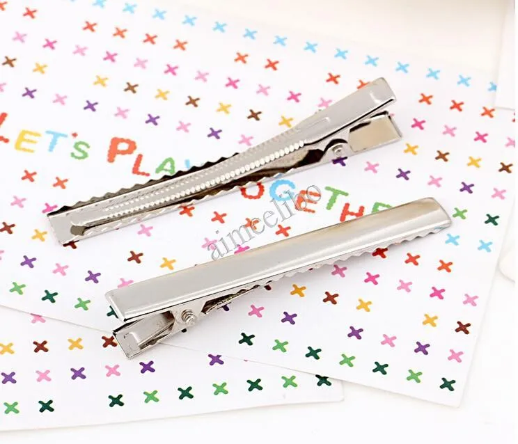 alice headband 100 pcs/ lot Silver Flat Metal Single Prong Alligator Hair Clips Hairpins Barrettes For Bows DIY Hair Band metal hair clips