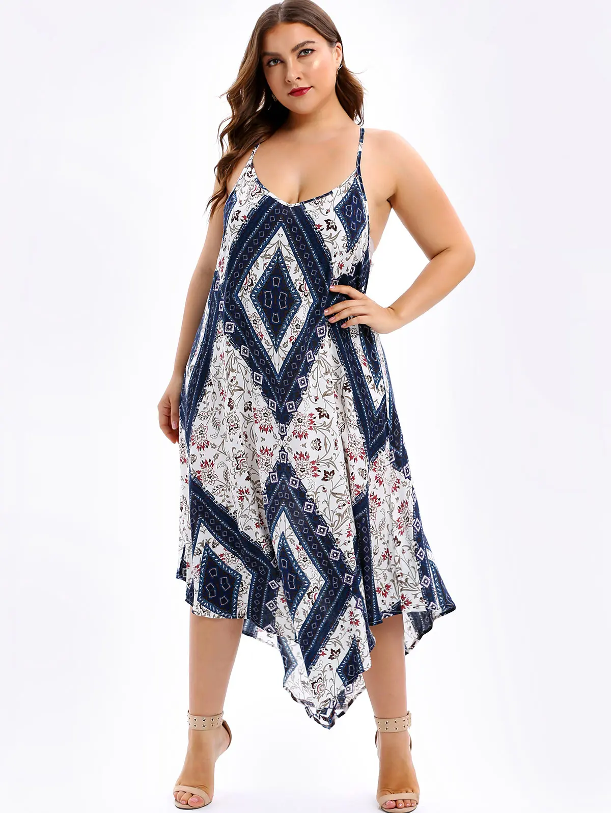 plus size maxi handkerchief dress