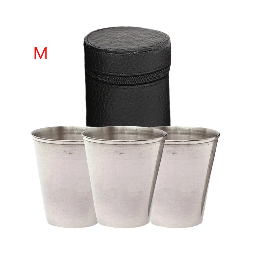 4 piezas de cerveza taza al aire libre taza portátil vino Durable de viajes de senderismo con cubierta café de agua de acero inoxidable Mini