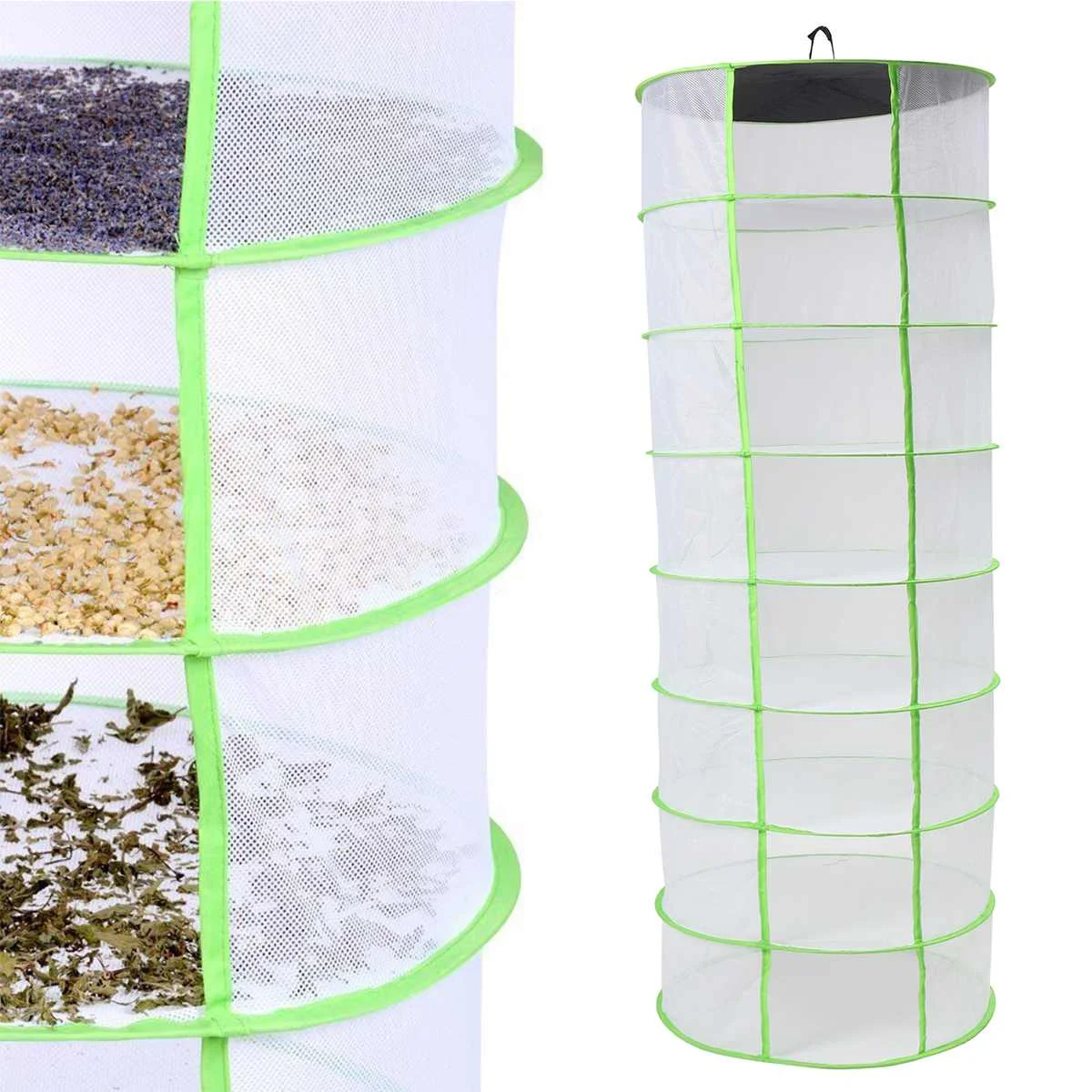 

1Pc Foldable 8 Layer Herb Drying Rack Net Herb Dryer Mesh Hanging Dryer Fish Net Racks With Zipper Hanging Vegetable Fish Dishes