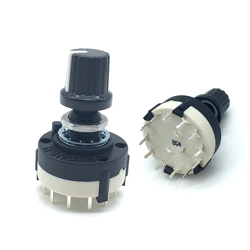 

5pcs RS26 1 Pole 12 Position Selectable Band Rotary Channel Selector Switch Handle length 20MM with knob