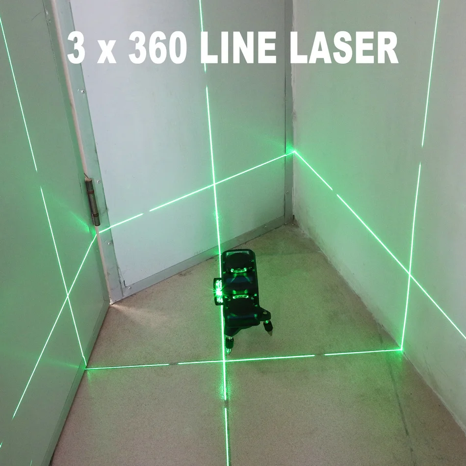 Kaitian Laser Level Tripod Green 12 Lines Self-Leveling Vertical Horizontal Powerful 360 Bracket 532nm 3D Nivel Lasers Receiver