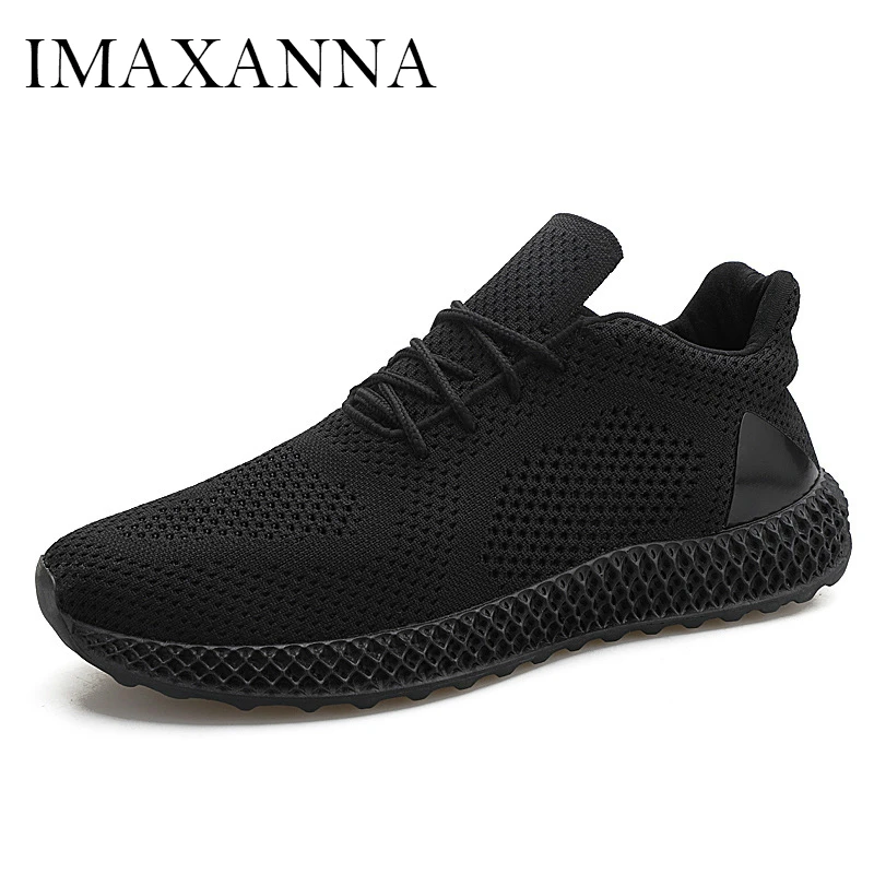 

IMAXANNA 2019 Summer New Outdoor Athletic Running Shoes For Man Lace Up Sport Shoes White Black Men Sneakers Flat Shoes Female