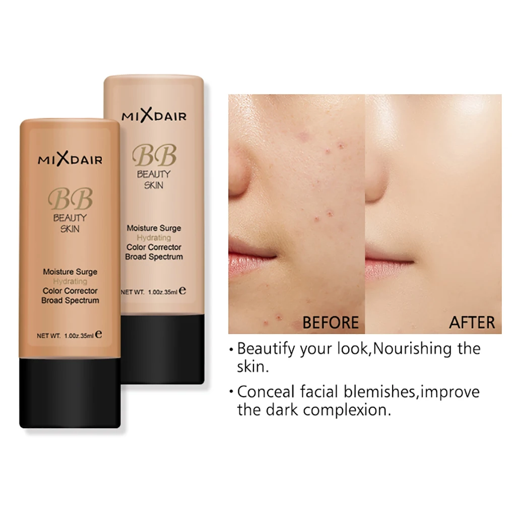 

MIXDAIR Liquid Foundation Cream Make Up Base Natural Foundation Oil-control Moisturizing BB Cream Whitening Concealer TSLM2