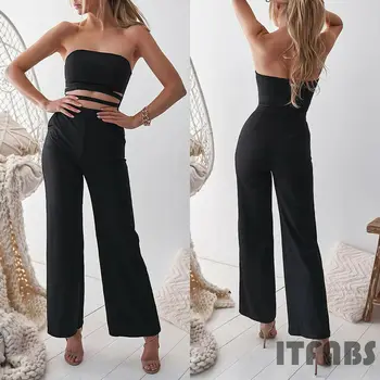 

Rompers 2019 New Women Clubwear Sleeveless Strapless Casual Solid Playsuit Party Jumpsuit Romper Long Trousers