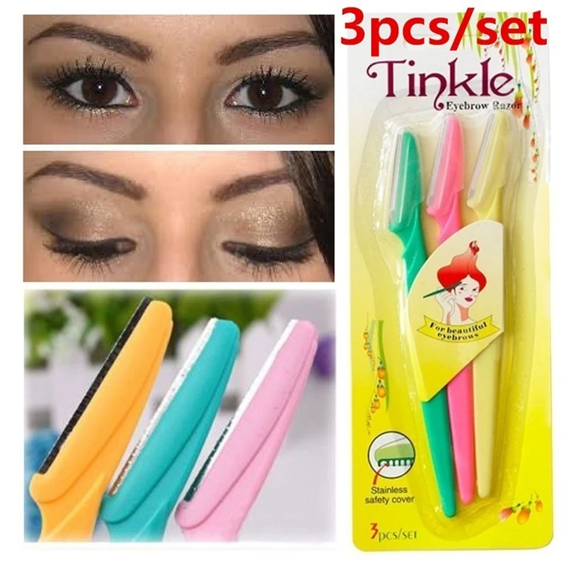 3Pcs/Set Eyebrow Trimmer Eye Brow Razor Facial Hair Remover Comb Makeup