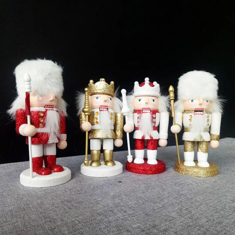 

15CM Wooden Nutcracker Puppet King Soldier Shaped Puppet Doll Desktop Decoration Ornaments Christmas Toy Gift