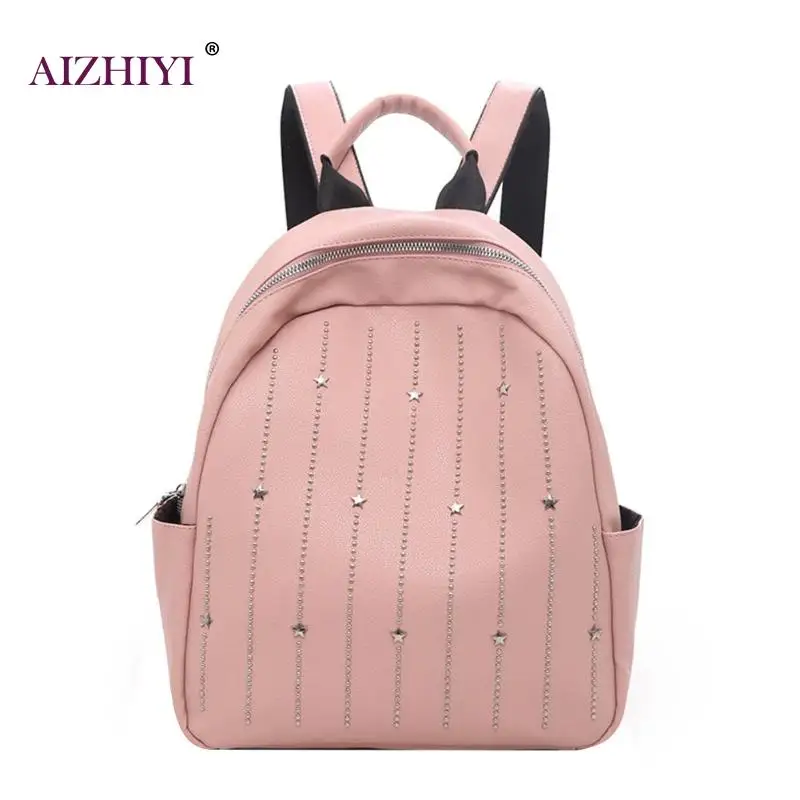 

Female Solid Color Leisure Sweet College Girl Backpack PU Leather Travel Casual Women Shoulder Bag New Fashion mochila feminina