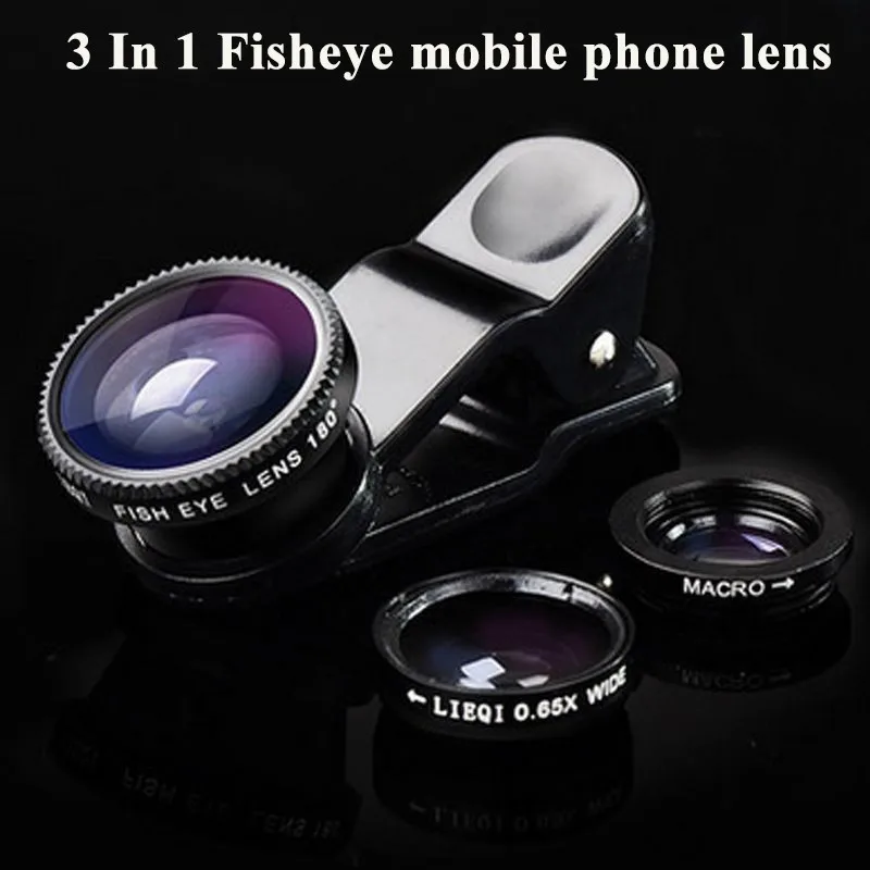 

2019 Hot 3 in1 Universal mobile phone lens Fish Eye + Wide Angle +Micro Lens Camera for iphone XR XSMAX 6s for huawei P smart