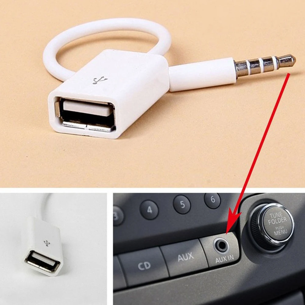 

Car Audio Converter Line Car Kit 3.5MM AUX Male To USB Female Converter Cable Car Speaker Data Transmission Line USB Flash Drive