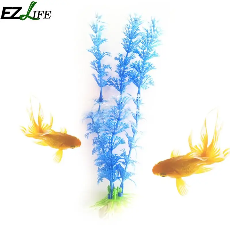 EZLIFE Поддельные Искусственный Аквариум Fish Tank пластик завод дерево украшения сине белые орнамент цветок воды Трава Пейзаж ZZS7884