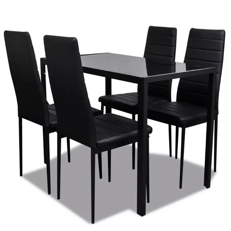 VidaXL Black Five Piece Dining Table Set Elegant Design Dining Room Furniture With High Quality Material Easy To Clean