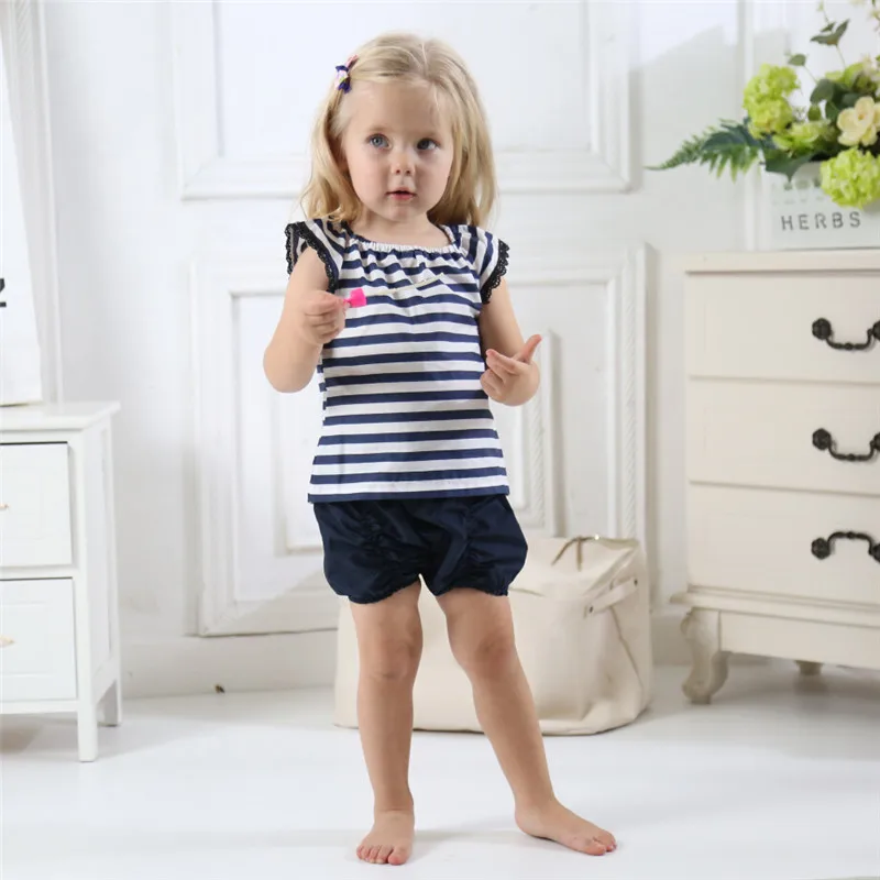 baby clothes roupa bebe menina girl Fly Sleeve Top Striped Top Shorts 2pcs Clothing Set roupa bebe baby summer clothes baby clothes roupa bebe menina girl Fly Sleeve Top Striped Top Shorts 2pcs Clothing Set roupa bebe baby summer clothes