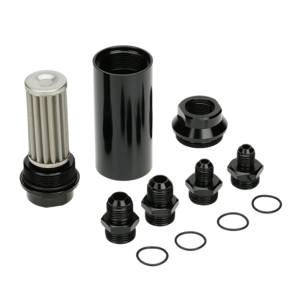 

Universal 44mm Car Fuel Filter Anodized Aluminum Inlet Outlet Flow Filter with AN6 AN8 Adaptor