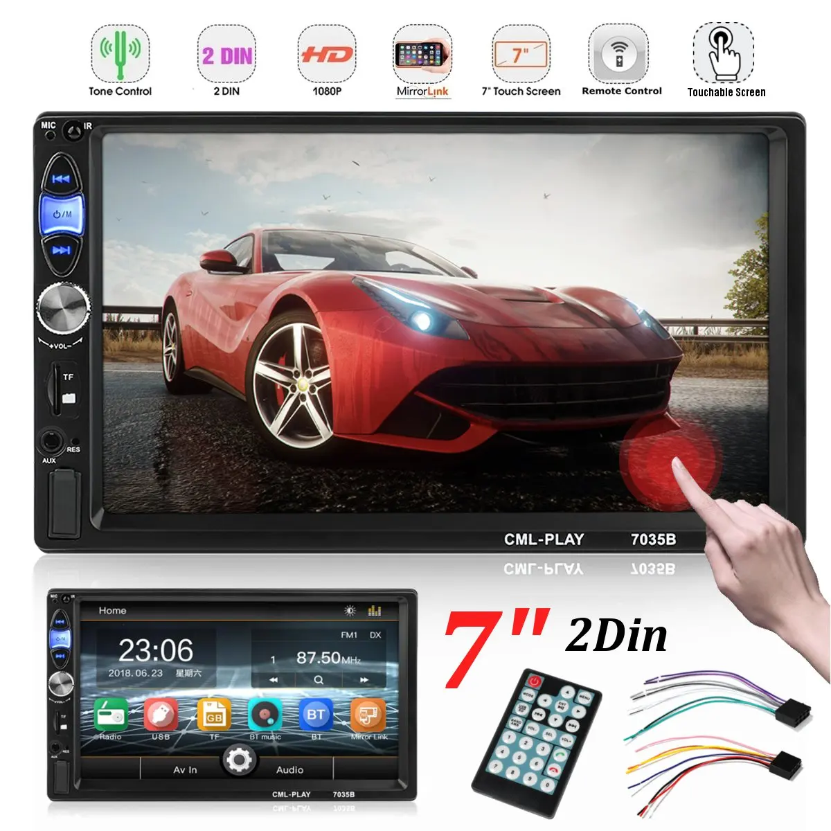 

2 Din Car Radio bluetooth mirrorlink 2din Car Multimedia Player 7"HD for Touch Autoradio MP5 Audio Stereo for Rear View Camera