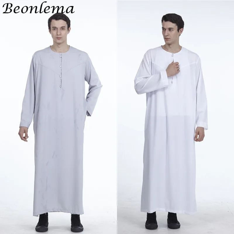 Beonlema Islamic Clothing Men Muslim Islam Abaya Solid