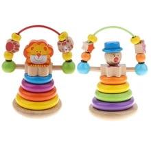 Игрушки для малышей Монтессори-Радужный укладчик деревянные несколько колец