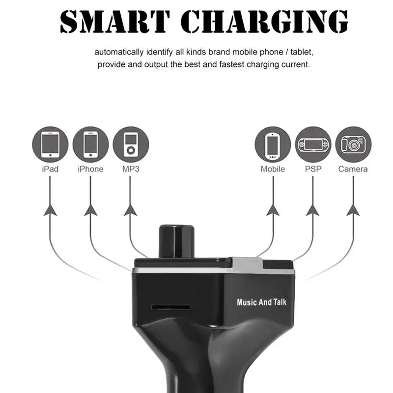 

Car Audio MP3 Music Player Bluetooth For Smart Phone Camera Kit Handsfree Set LCD Display TF Card FM Transmitter USB Car charger