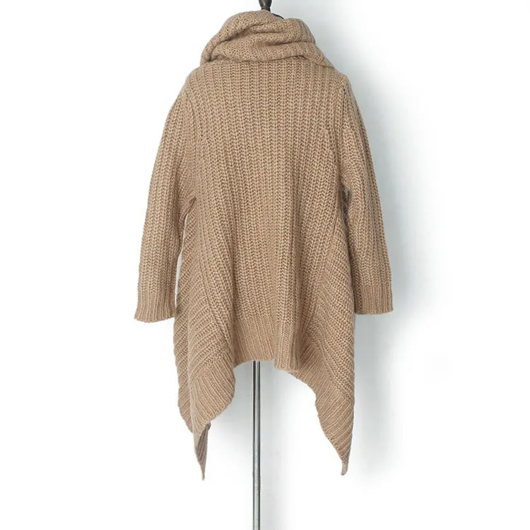 YUNINYOYO Individuality free big Lapel turtleneck irregular hem Wool Mohair thick needle thickened women winter sweater ~ YUNINYOYO Individuality free big Lapel turtleneck irregular hem Wool Mohair thick needle thickened women winter sweater ~