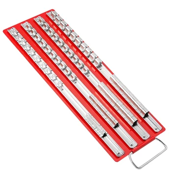 80Pc In acciaio inox Presa Vassoio Rack di 1/4 pollici, 3/8 pollici, 1/2 pollici Pollici Snap Rail Tool Set Organizer