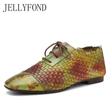 Фирменный дизайн; женская обувь из натуральной коровьей кожи на плоской подошве; Британский полуботинок; оксфорды; коллекция года; винтажная трикотажная обувь ручной работы; женская обувь; большие размеры