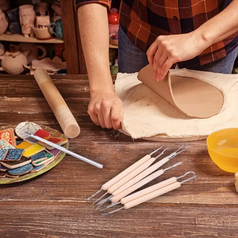 11pcs Pottery Carving Tools DIY Wood Handle Modeling Clay Sculpting Pottery Carving Tools Set