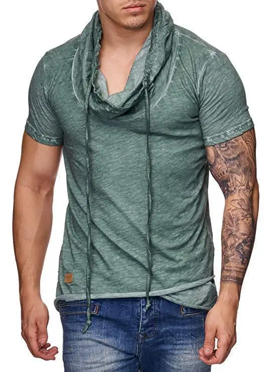 2019 summer top Man Personality Leisure Time Motion Short Sleeve High O neck T shirt for tshirt men Hot Sale 2019 summer top Man Personality Leisure Time Motion Short Sleeve High O neck T shirt for tshirt men Hot Sale