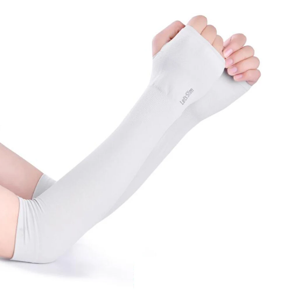 

2019 Sport Cooling Ice Silk Arm Sleeves For Sun Protection Summer Solid Stretchable Women Men Arm Warmers UV Cover Sleeve Holder