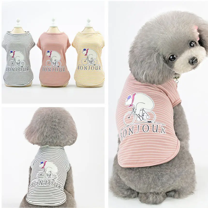 

2019 Time-limited Solid 100% Cotton Spring/summer Pet Vest Dog Clothing And New Style S-xxl Sizes Dress With Small Bear