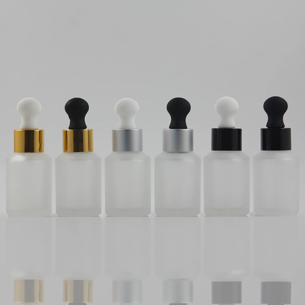

Refillable bottles frosted glass bottle for essential oil 30ml empty round aromatherapy serum Bottle