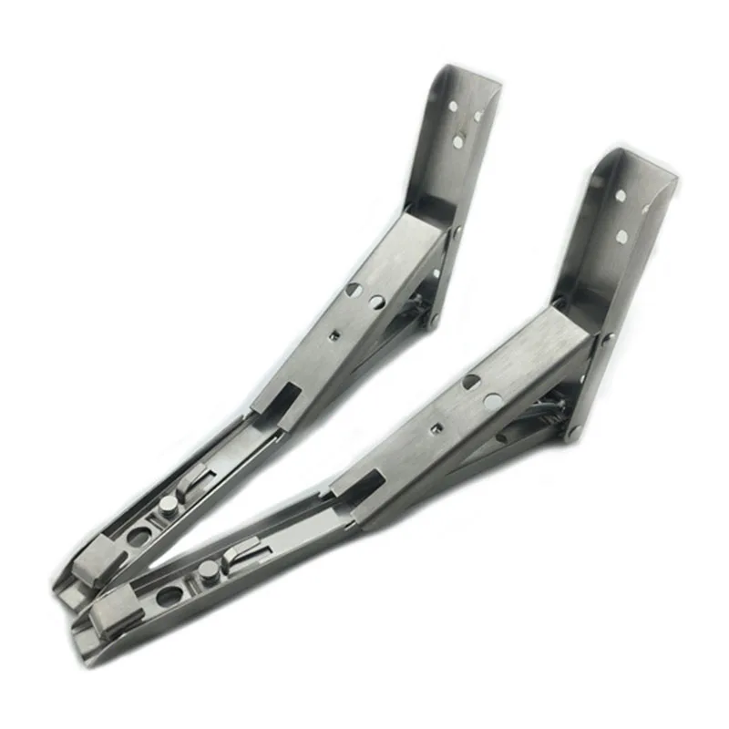 

CNIM Hot 2pcs Rugged Stainless Steel Folding Bracket Triangle Wall Bracket 90 degree Telescopic Folding Desk Rack Hardware Acc