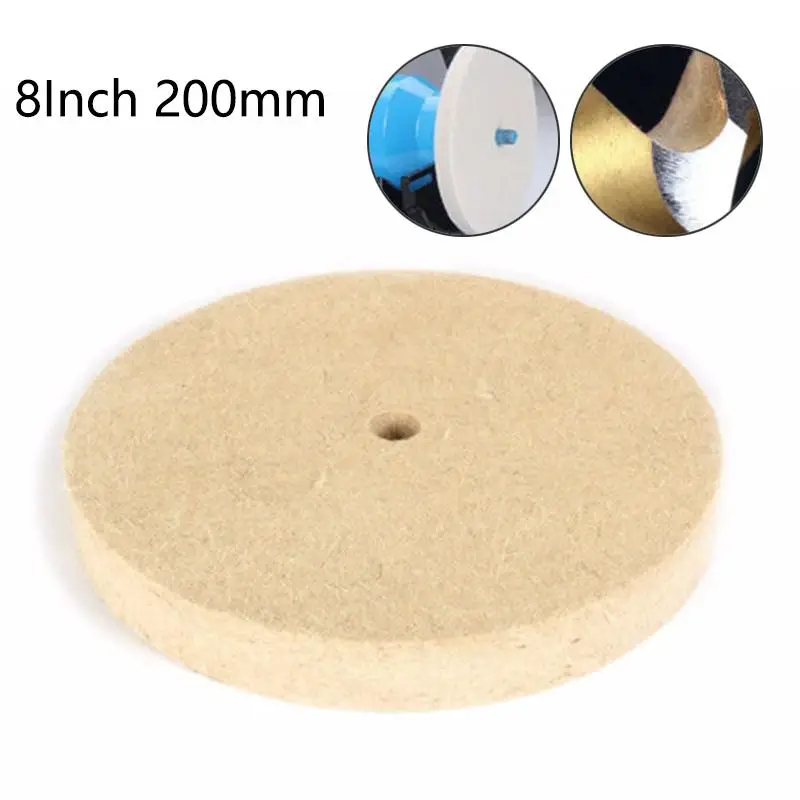 

Beige 8 Inch 200 MM Wool Felt Polishing Wheel Metal Buffing Pad Disc For Power Polisher Power Tool Accessories