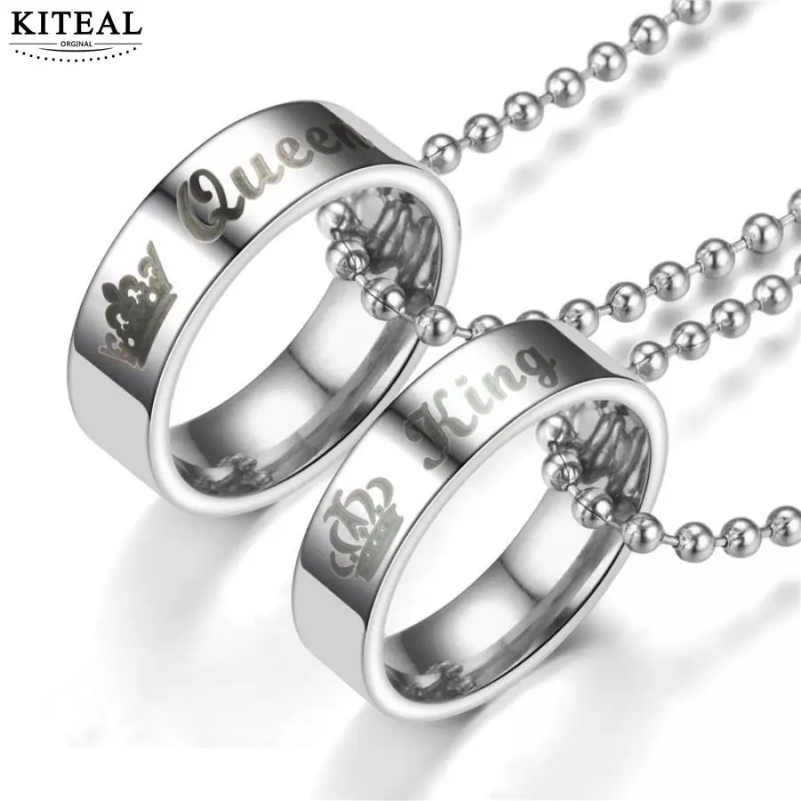 Kiteal Новинка Прямая поставка ожерелье ее король его королева пара из нержавеющей