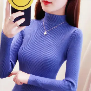 

Sweater Women Turtleneck Warm Elasticity Casual Jumper Fashion Slim Pullover Streetwear Tops Jumper Solid Knitted Clothes Female