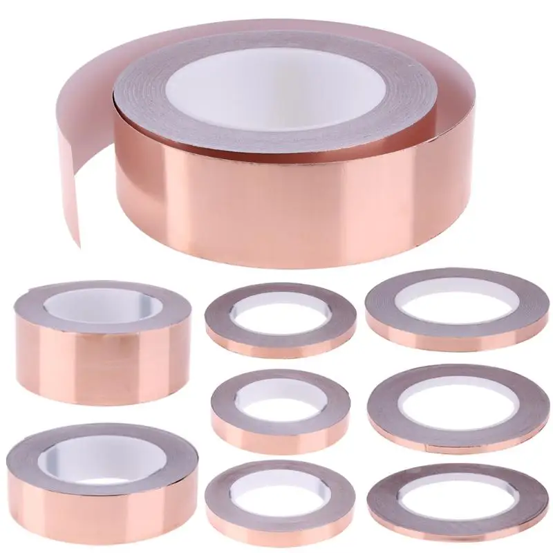 

30M Single Conductive COPPER FOIL Tape 5M-50M Width Strip Adhesive High Temperature Tape for electric guitar/transformer