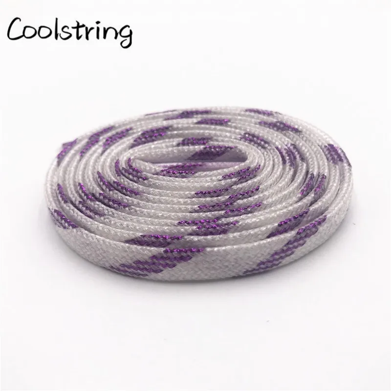 Coolstring 7mm Double Layer Shinning Colorful Glitter Shoelaces Long Shoe Laces White Black Red Gold Silver Shoestring 60-180cm