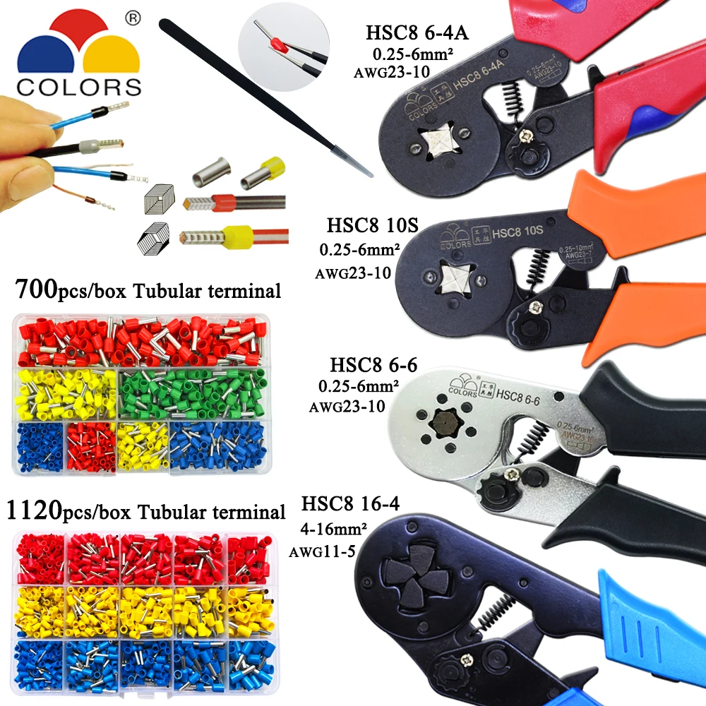 HSC8 10S 0 25 10 мм2 23 7AWG 6 4A/6 16 4 обжимные плоскогубцы электрические трубчатые клеммы