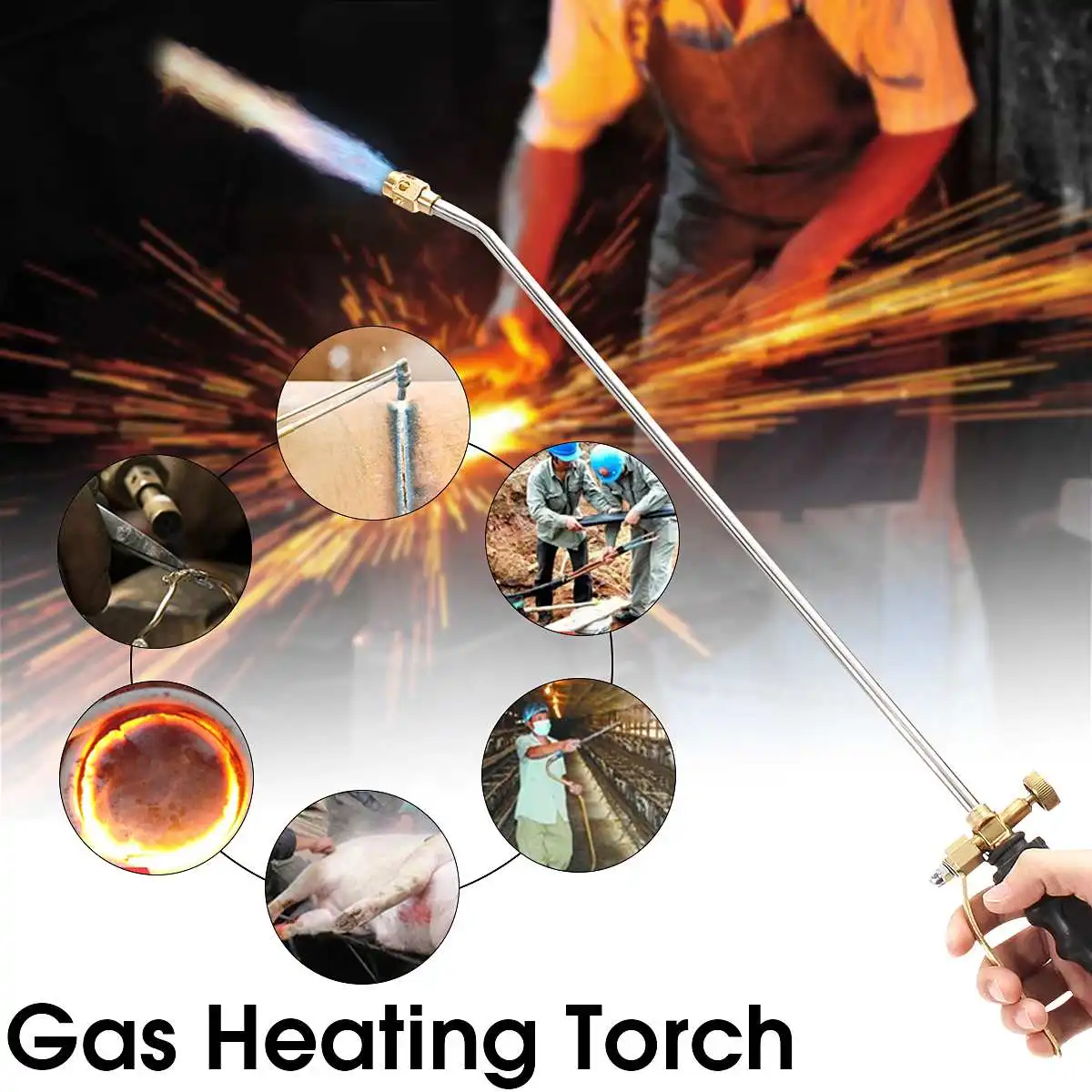 

80cm Long Arm Gas Welding Torch Soldering Burner Heating Ignition Hose Regulator Brazing Tool Outdoor Picnic BBQ Accessories