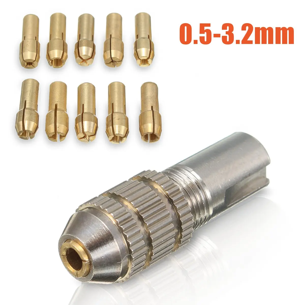 

11Pcs/Set 0.5-3.2mm Mini Electric Drill Bit Collet Set Copper Drill Chuck Suits Collets Set of Quick Chuck for Mini Tools Power