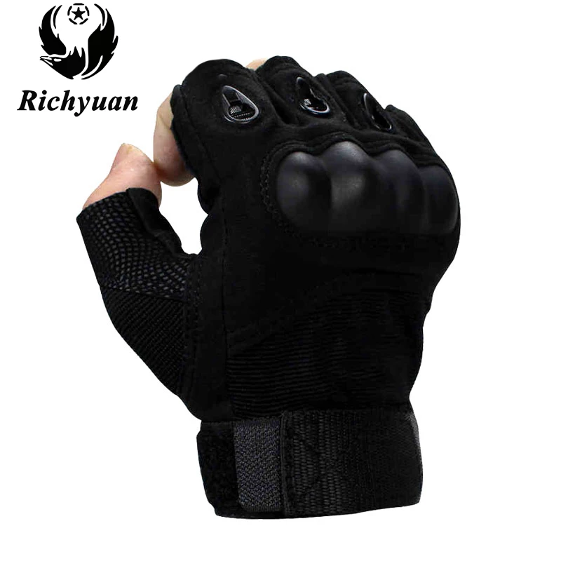 

Richyuan Tactical Gloves Military Army Paintball Airsoft Shooting Police Carbon Hard Knuckle Half Finger Gloves