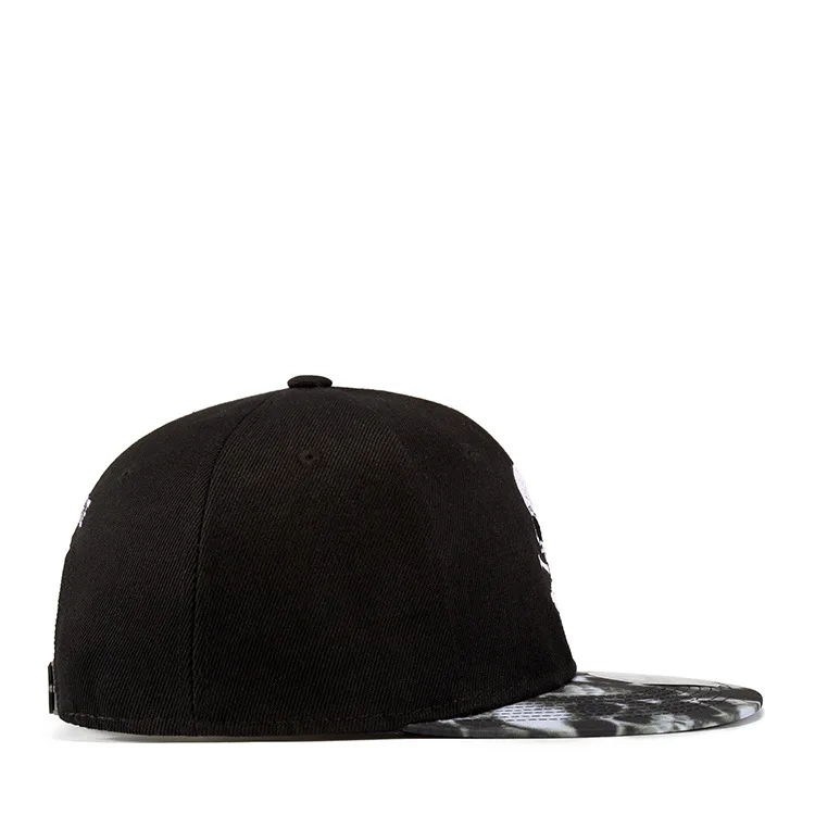 6 панель вышивка череп Кепка с плоским козырьком хип хоп Уличный танец Snapback