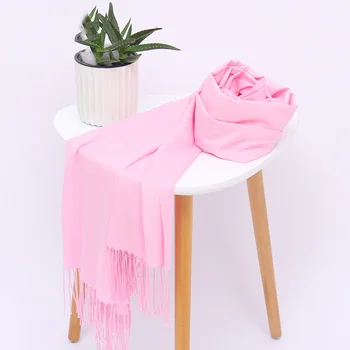 

Fashion Solid Color Female Hijab Stoles Pashmina Cashmere foulard Classic Spring/Summer Scarves For Women Thin Shawls And Wraps