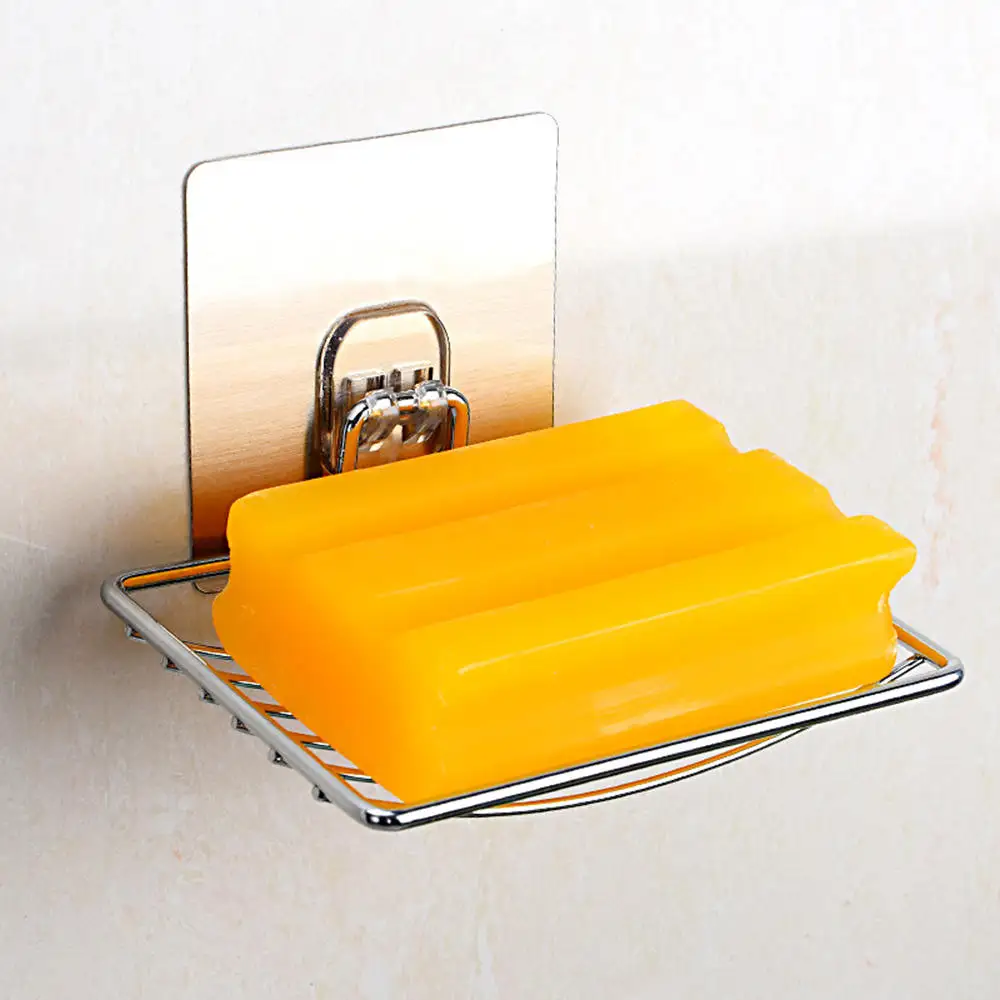 

Stainless Steel Portable Soap Dish Bathroom Storage Soap Rack Plate Box Container Wall Storage Rack Soap Holder jabonera
