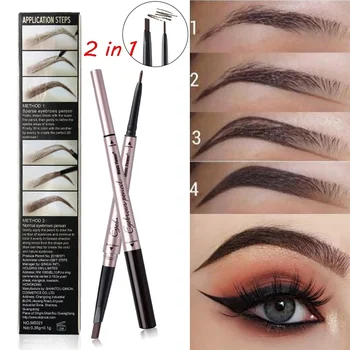 

Double-end 2 in 1 Waterproof Tattoo Super Durable Eye Brow Pencil Smudge-proof Makeup Fine Sketch Liquid Eyebrow Pen