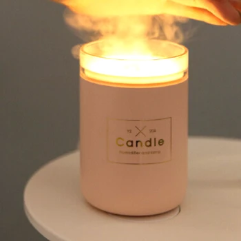 

35ML/H 280ml Ultrasonic Air Humidifier Candle Romantic Soft Light USB Essential Oil Diffuser Car Purifier Aroma Anion Mist Maker