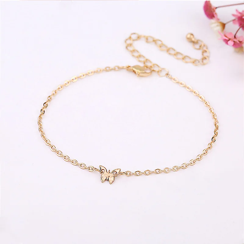 

For Accessories Color LNRRABC Beach Golden Butterfly Fashion Anklets Cute Fashion Silvery Foot Jewelry Chain Alloy Women