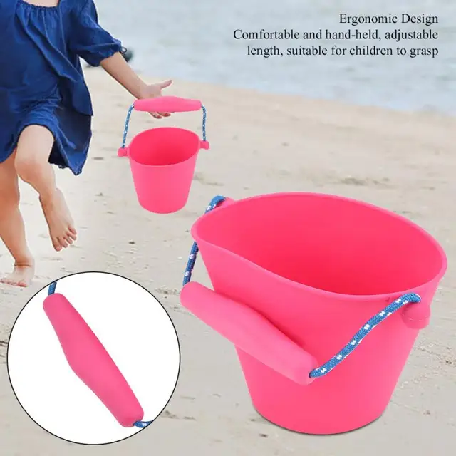 4 Colors Beach Bucket Silicone Folding Hand-held Barrel Toy Baby Kids Shower Bath Toy Sand Dabbling Pour Water Toy 3