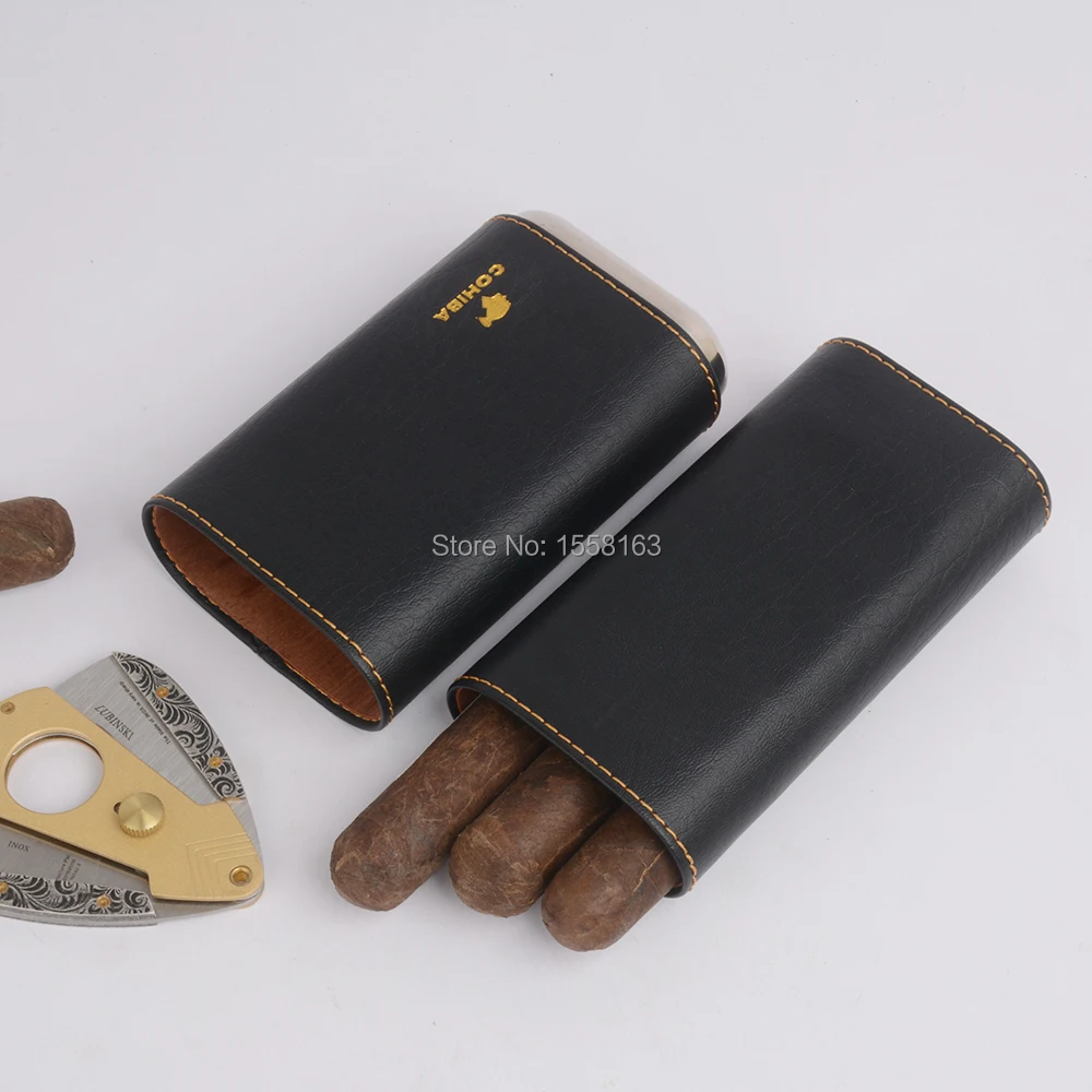 Кожаный чехол COHIBA с 3 пальцами и сигарным покрытием изображением кедра золотого