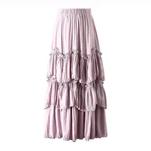 JRNNORV новые модные тюлевые Юбки Женская Летняя мода Высокая талия длинная Однотонная юбка эластичная талия солнце пушистая юбка-пачка BB0266