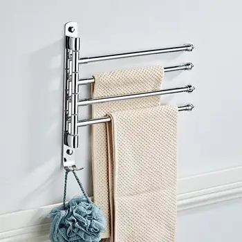 

Towel Rack 180 Degree Rotating Stainless Steel Towel Movable Towel Bar Hook 4 Arms Simple Fashion Bathroom Towel Bracket